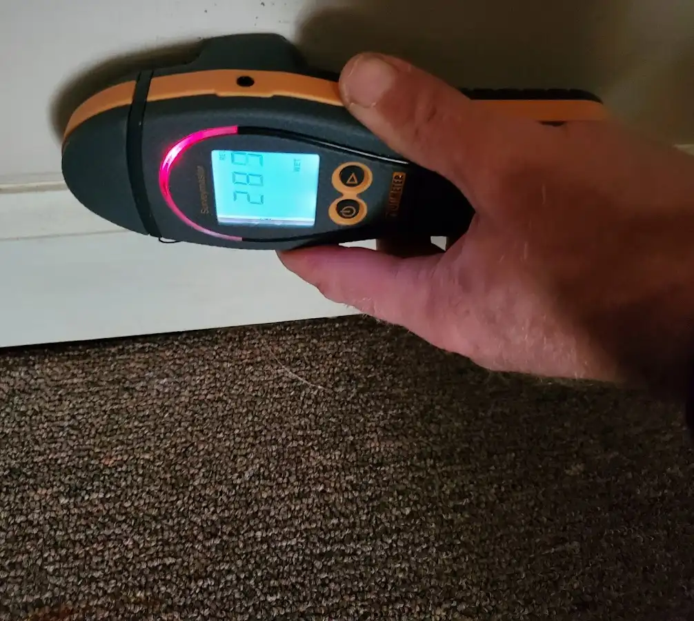 Moisture detection at baseboard during Sewage Cleanup & Sanitation in Stockton